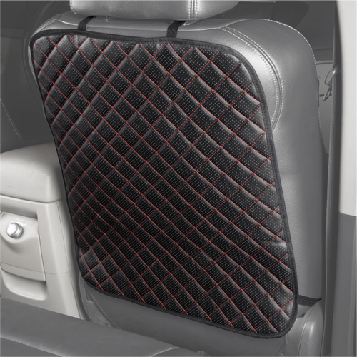 Защита спинки переднего сиденья Skyway экокожа перфорированная черная с красной строчкой 60 х 50 см