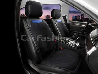 Накидки сидений перед CarFashion (2шт) -Фронт 2D «TRIO  FRONT» 26355 -Эко+замша ис черн/черн/син/син