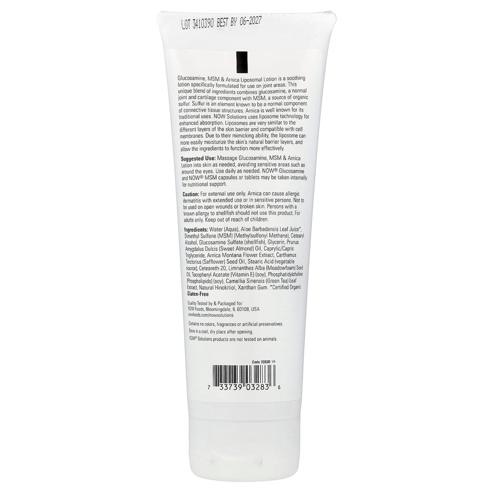 NOW Foods, Solutions, глюкозамин, МСМ и арника, липосомный лосьон, 237 мл (8 жидк. унций)