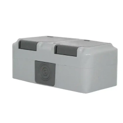 Розетка двойная с заземлением брызгозащищенная накладная IP54 BYLECTRICA ПРАЛЕСКА АКВА РА16-303(03)