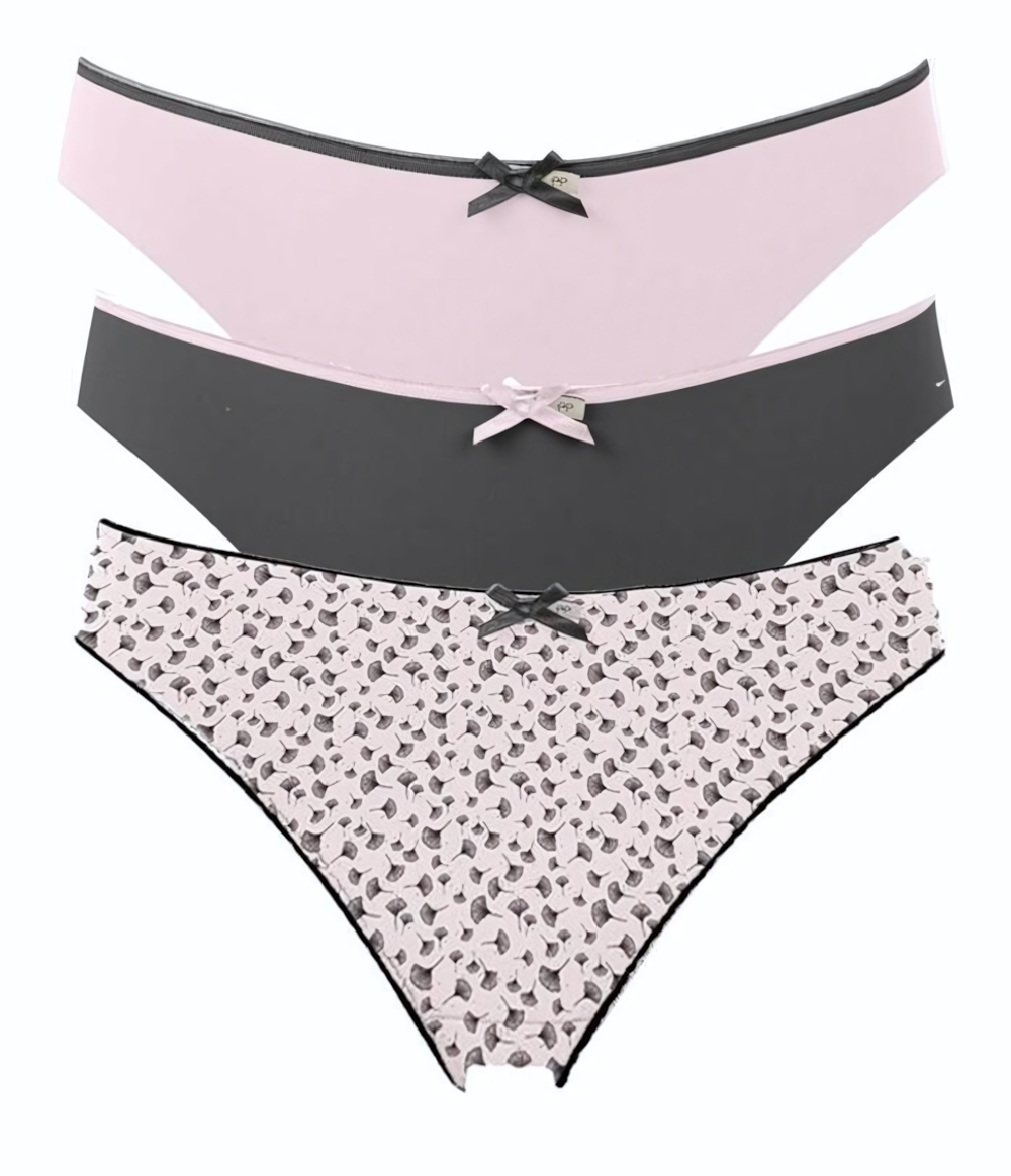 Набор из 3 черно-розовых трусиков-слип Olivia (Размер: S) (Цвет: черный с розовым)