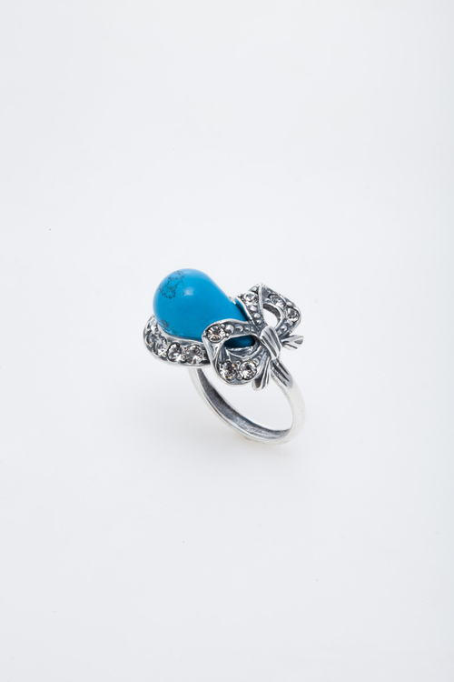 "Бант С Камнем" кольцо в серебряном покрытии из коллекции "Самоцветы" от Jenavi