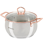Кастрюля нерж, 3.4 л, крышка стекло, Daniks, Карлин, GS-01332G-20, индукц