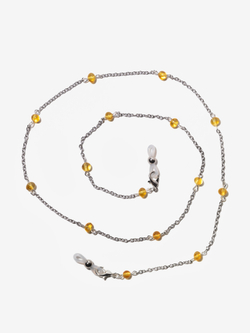 Держатель для очков с цельным янтарем, длина 70 см. Цепочка для очков натуральный камень