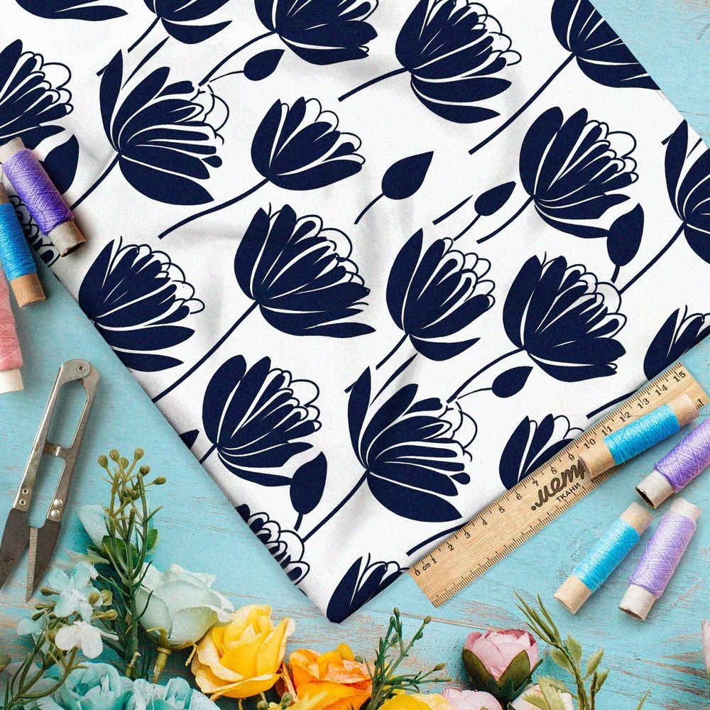 Ткань премиум дюспо фантазийные цветы