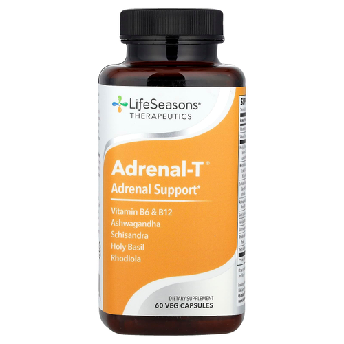 LifeSeasons, Adrenal-T, адреналиновая поддержка, 60 вегетарианских капсул