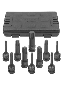 Набор головок-бит TORX ударных 10пр.,1/2''(T30, T40, T45, T50, T55, T60, T70, T80, T90, T100), в кейсе RockForce##Rock FORCE RF-41013MPB