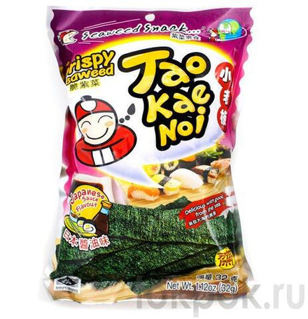 Снеки из морских водорослей со вкусом японского соуса TAO KAE NOI, 32 гр