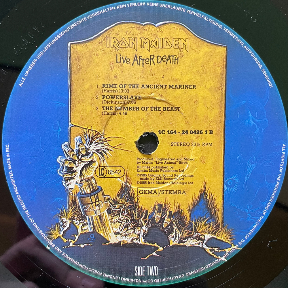 Iron Maiden ‎– Live After Death 2LP (Европа 1985г.)