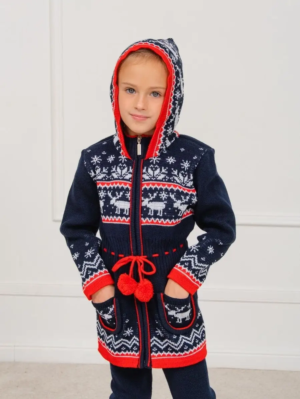 Кардиган вязаный на молнии для девочки