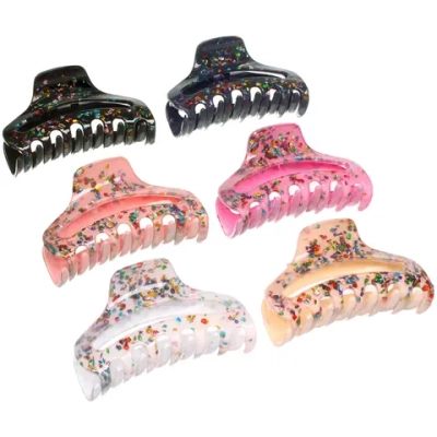 Заколка - краб для волос «AKS - VIENTO», микс 6 цветов, трапеция, 9,5*3,3см