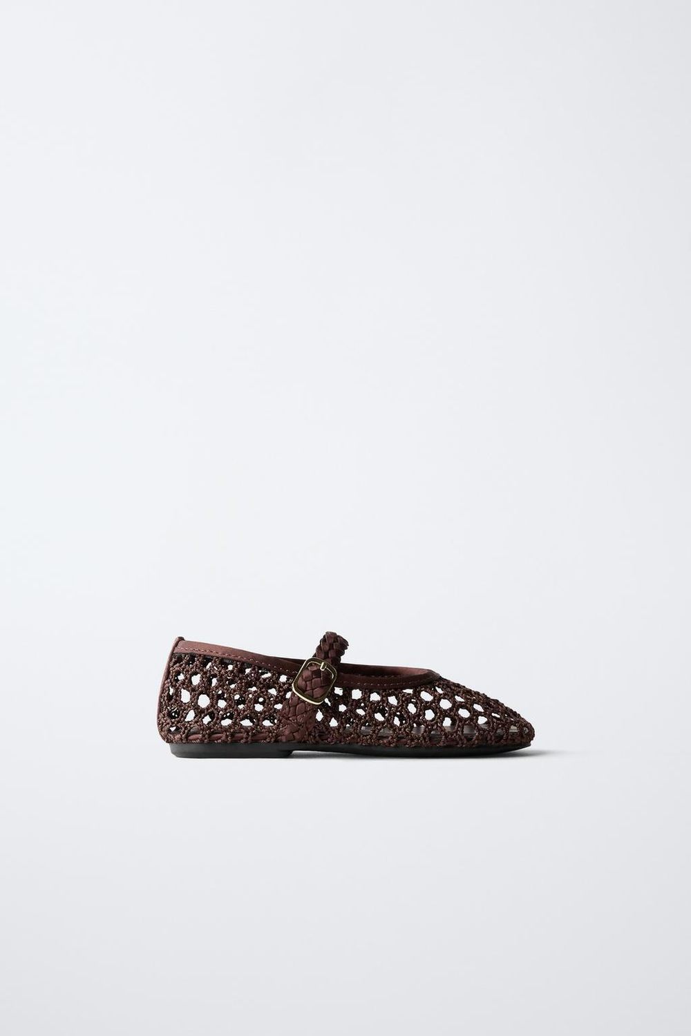 ZARA БАЛЕТКИ С ПЕРФОРАЦИЕЙ, КОРИЧНЕВЫЙ
