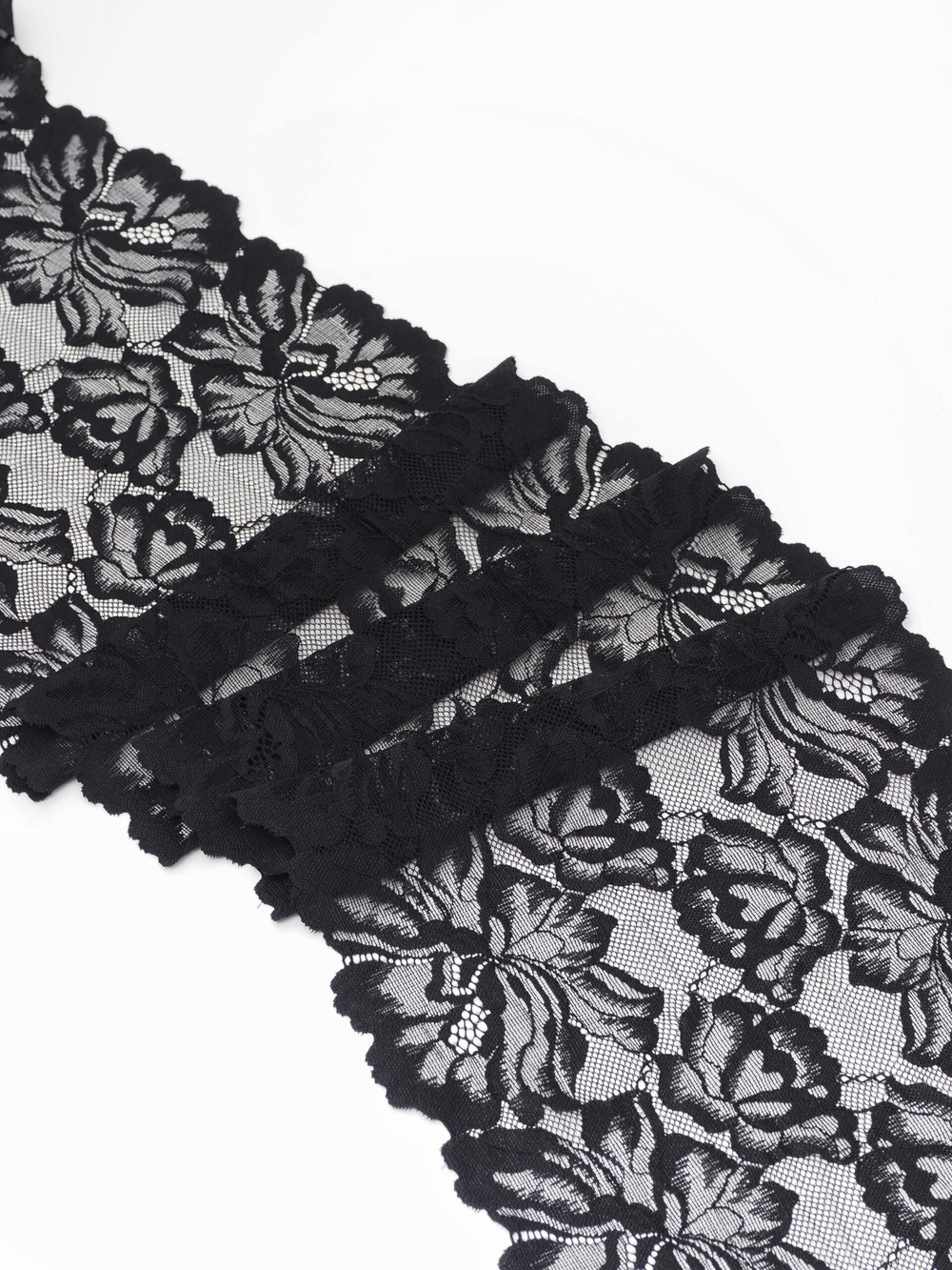 Эластичное кружево черное ширина 22 см