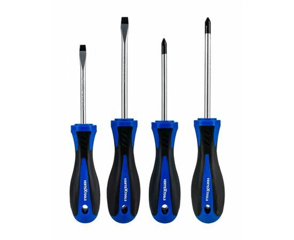 Набор  ударных отверток МастерАлмаз 4шт  SL6x100 SL5x75  PH2x100 PH1x75 (уп.6 шт)