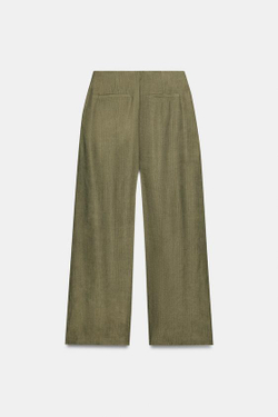 ZARA СТРУЯЩИЕСЯ БРЮКИ — ZW COLLECTION, ТЕМНО-ОЛИВКОВЫЙ