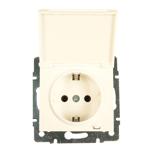 RAIN 703 0288 123 Розетка с/з с крышкой керамика белая (10шт/120шт)  (120шт/кор)