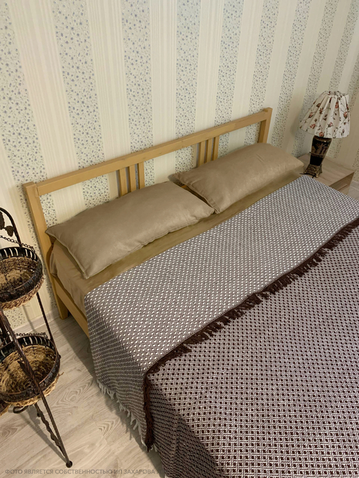 Плед вафельный 200х220, Ромбы Новые, Коричневый/Белый