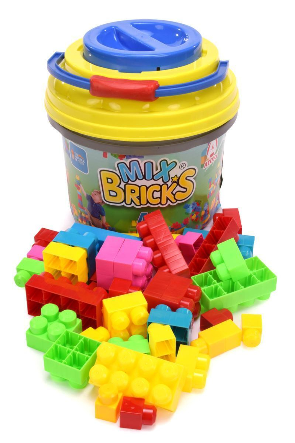 Пластмассовый игрушечный набор "Конструктор ведро 40 детали"