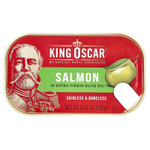 King Oscar, лосось без кожи и костей, в нерафинированном оливковом масле высшего качества, 115 г (4,05 унции)