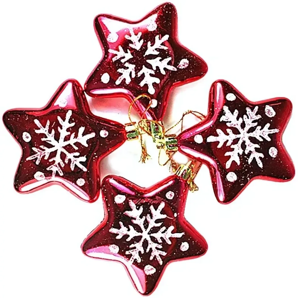Н-р ёлочных украшений ЗВЁЗДА красный,7см 4шт.