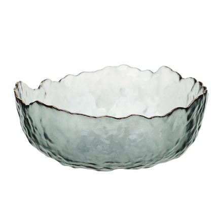 MILLIMI Салатник 17x16,5x7,5см, стекло, серый с золотой каймой