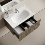 Тумба подвесная SANCOS Code 785х453х400, c одним  ящиком оснащенным доводчиками, цвет серо- бежевый, арт. CD80GB