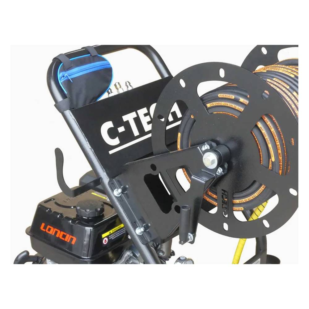 Каналопрочистной аппарат в/давления CM1610 (160 бар, до 720 л/ч, 7 лс) бензиновый, шланг катушка 30м