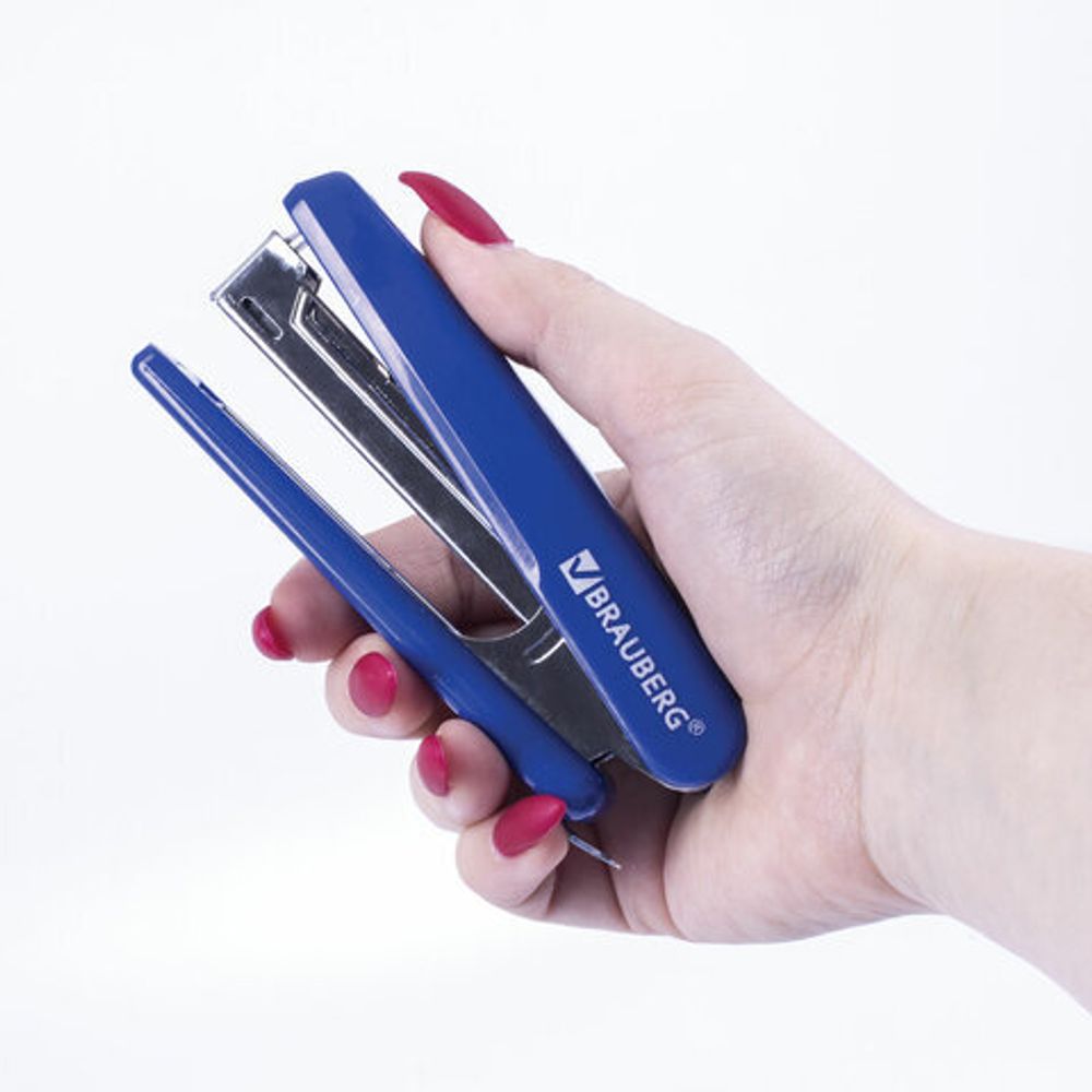 Степлер №10 BRAUBERG "Classic", до 12 листов, с антистеплером, синий, 228499