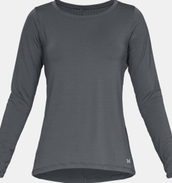Женская футболка теннисная (Дл.Рукава) Under Armour HeatGear Armour Long Sleeve - pitch gray light heather/metallic silve