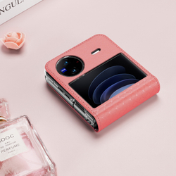 Чехол розового цвета с премиальной искусственной кожи для Vivo X Flip, серия Bril Series от Dux Ducis