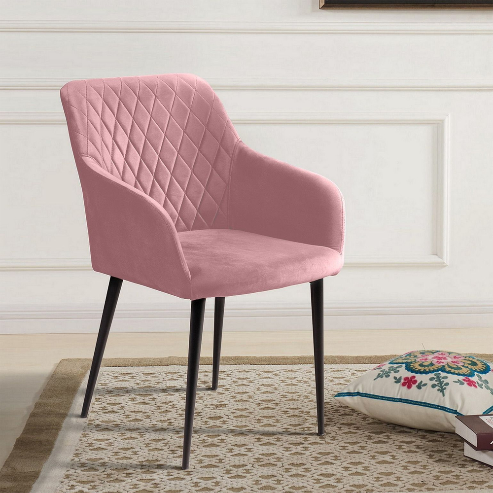 Стул с подлокотниками Robert, бархат пудровый 15