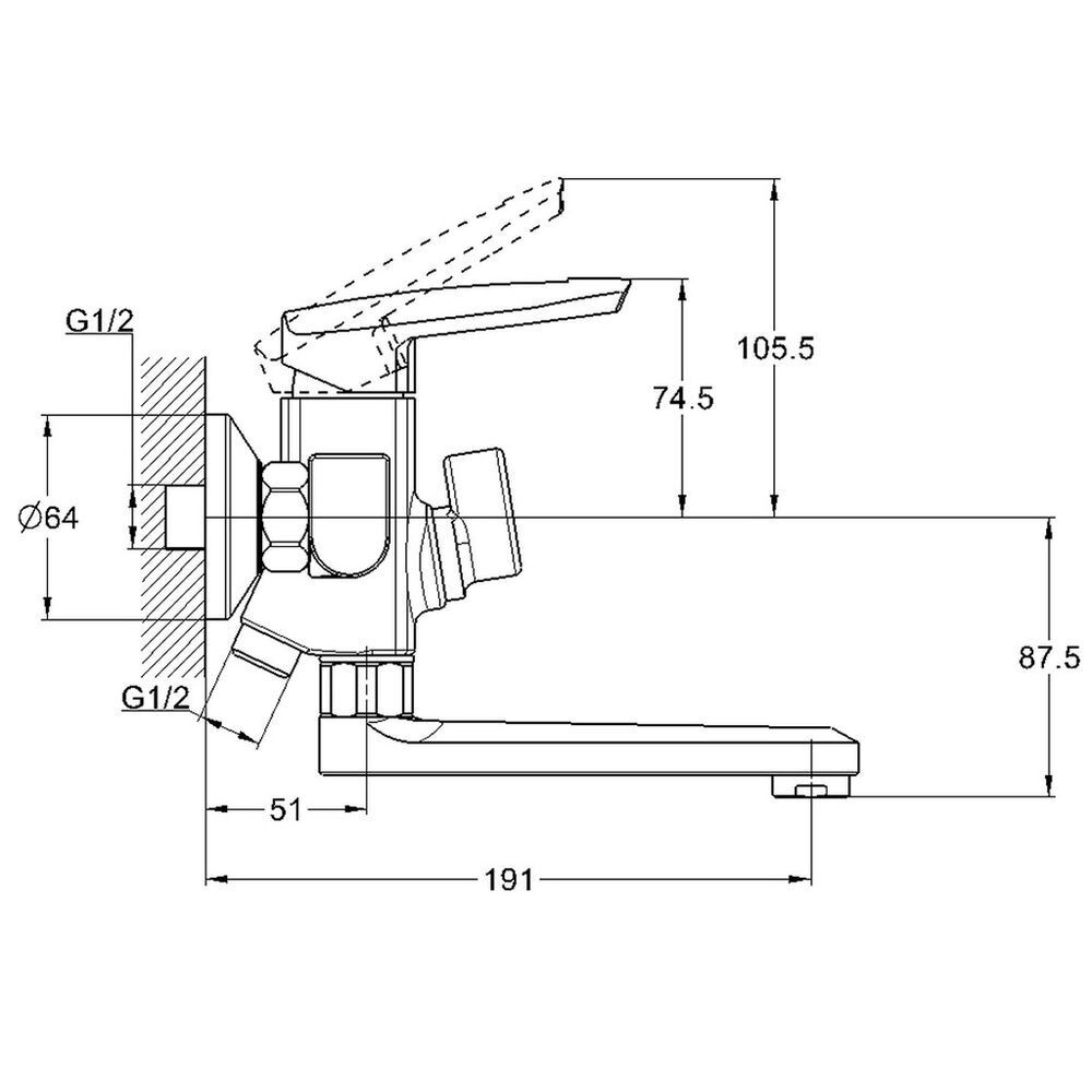 Смеситель для ванны, G.lauf, корот изл, с картриджем, хром, LOF3-A033