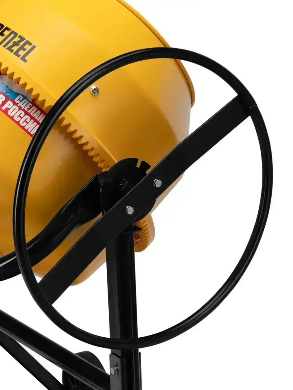 Бетономешалка строительная DENZEL B-200, 200 л объем бака и 1000 Вт мощность, чугунный венец и разъемный узел оси барабана, термозащита, кнопка аварийного выключения, бетоносмеситель 95424