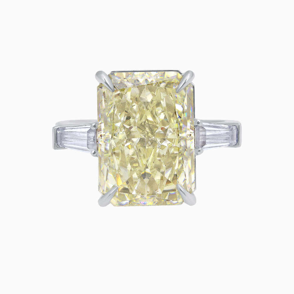 Серебряное кольцо с лимонного надцветом фабулитом (Fancy Light Yellow) огранки октагон