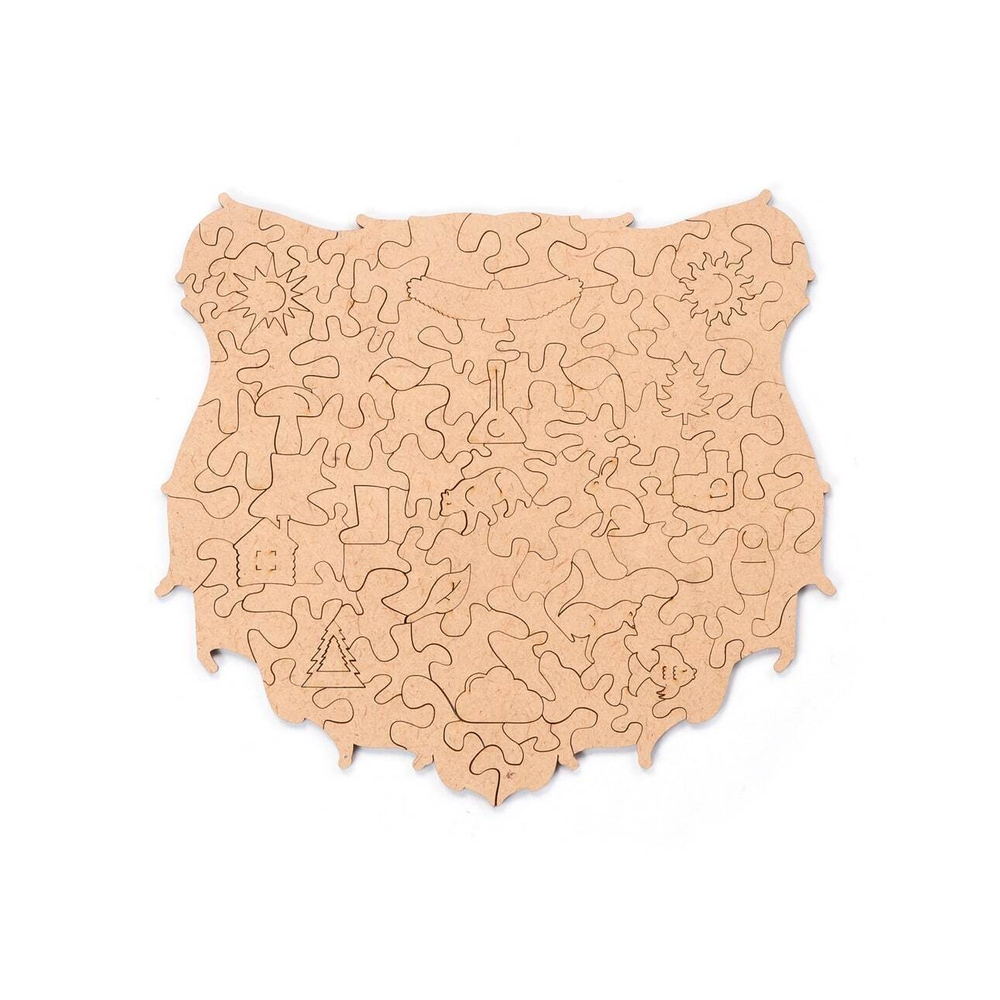 Сказочный медведь Chapa - Деревянный пазл, детали разной формы, голова медведя