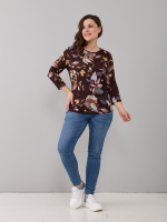 Лонгслив ЛНв-306/коричневый-цветыабстракция