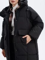 Пуховик зимний длинный с капюшоном оверсайз