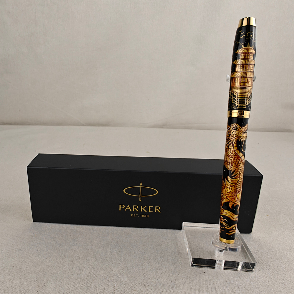 Ручка расписная Паркер "Золотой дракон" в коробке