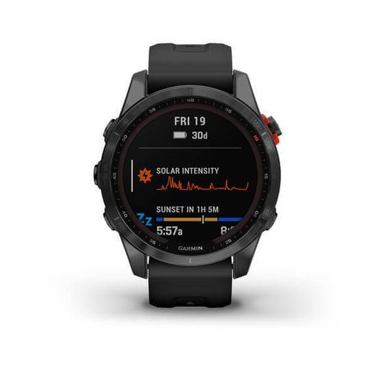 Часы Garmin Fenix 7S Solar, черные, черный силикон 010-02539-13