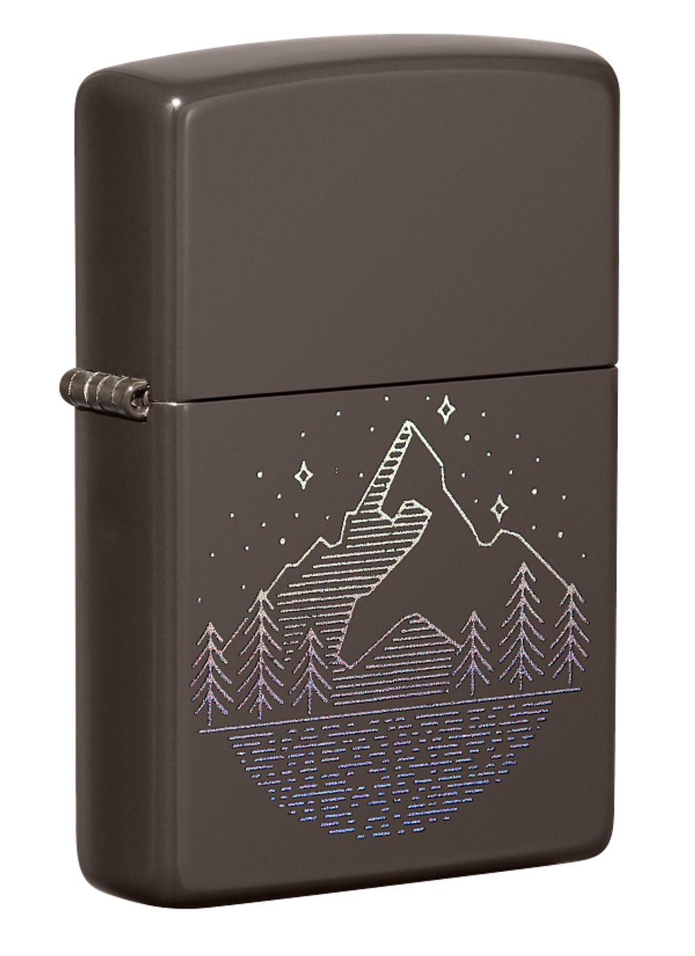 Легендарная классическая американская бензиновая широкая зажигалка ZIPPO Mountain Design 49633 в подарочной коробке