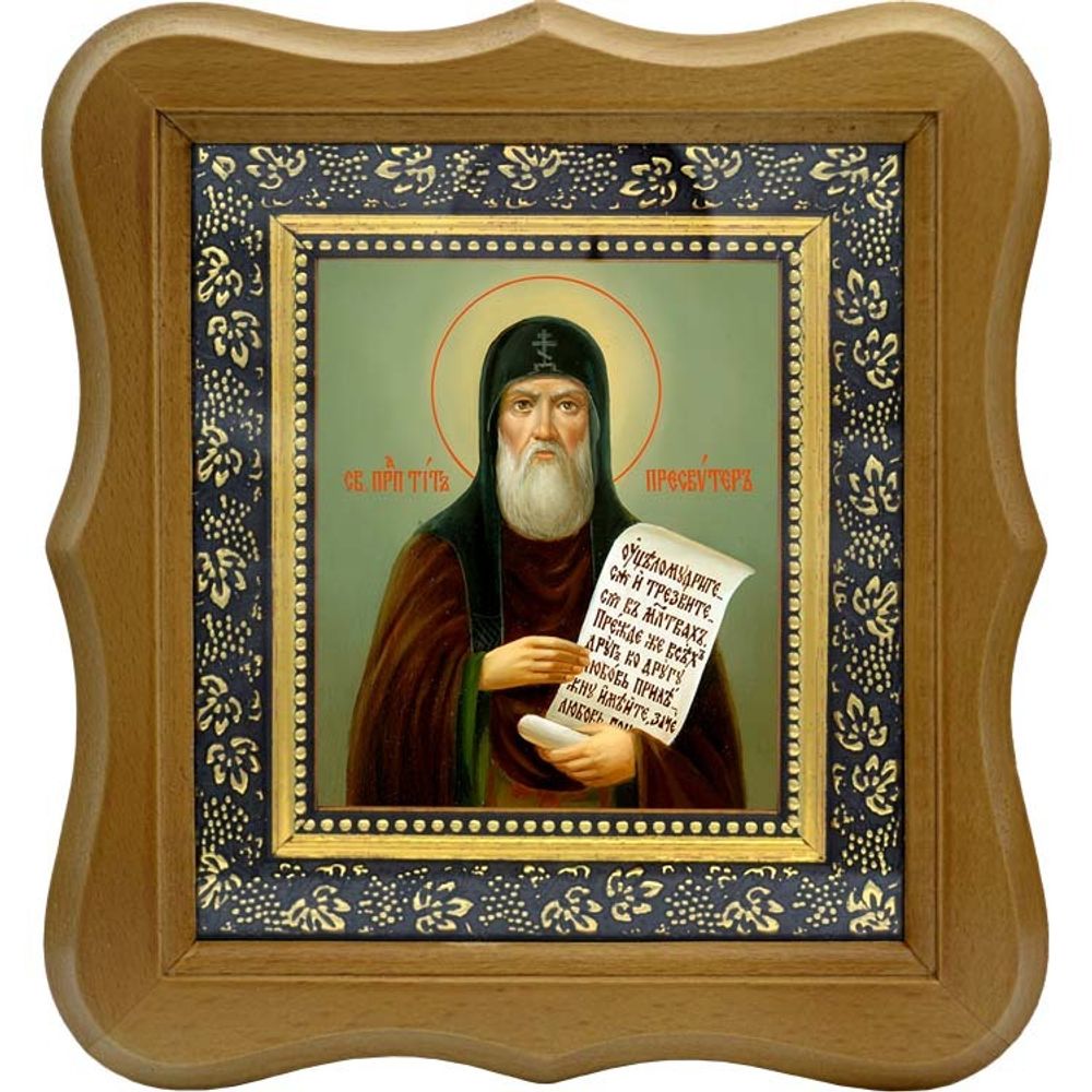 Тит Печерский преподобный пресвитер. Икона на холсте.