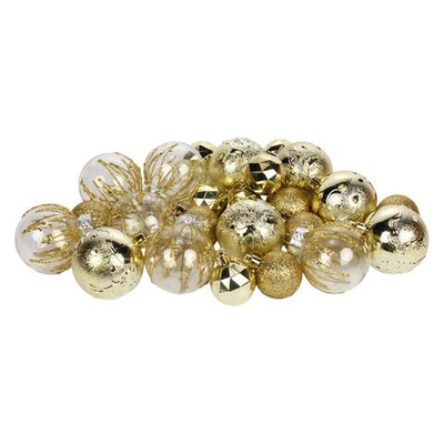 Набор шаров "Winter magic" 6 см + 4 см (24 предмета), Золото (Серпантин)