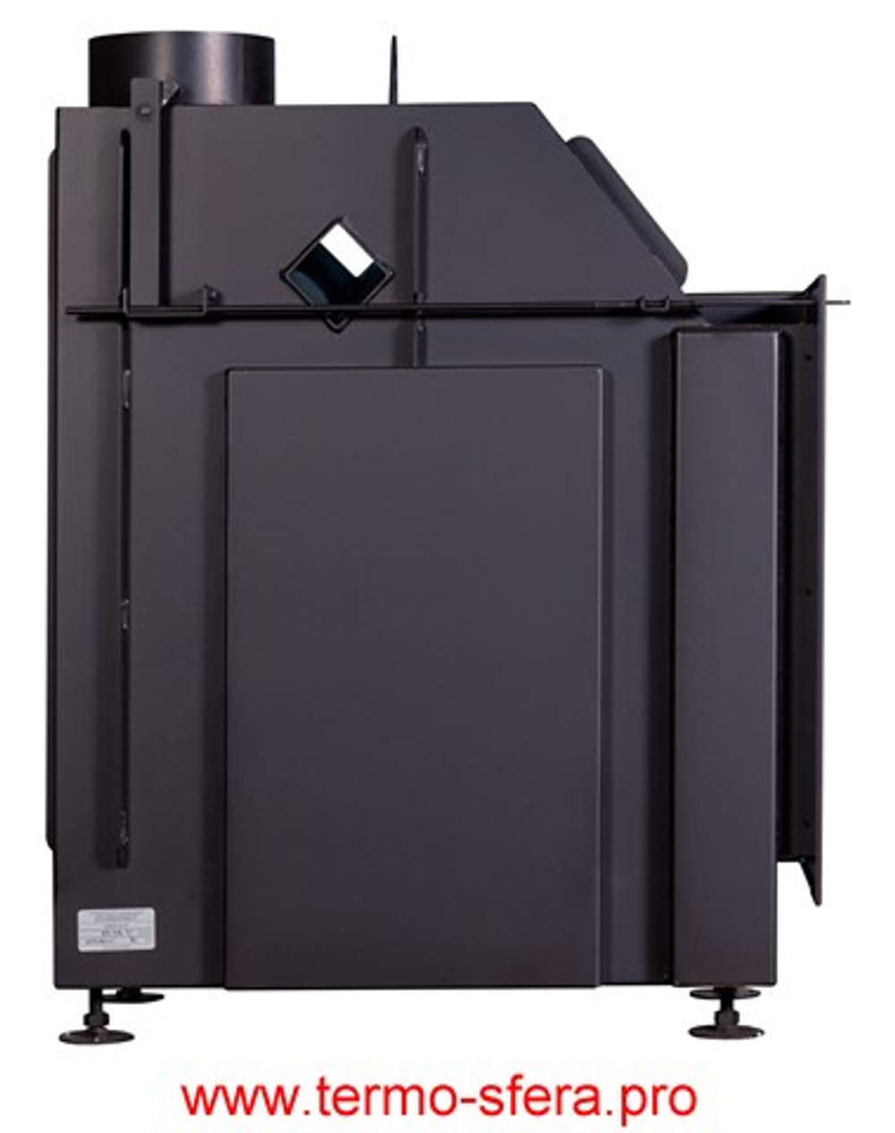 Каминная топка Экокамин Альфа 700 LB два стекла левая черный шамот