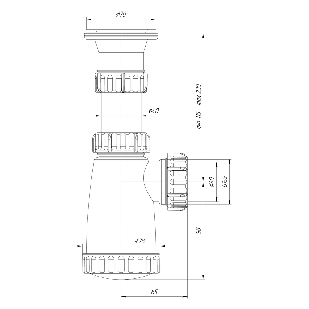 Сифон 1 1/2*40 BS1000 ИНКОПЛАСТ (винт М6*60)