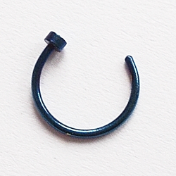 Кольцо с фиксатором для пирсинга носа. Медицинская сталь, синее. 1 шт