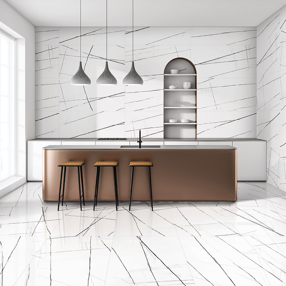 Керамогранит Lavelly Marble Accent белый полированный 1200х600х8,5 мм (2 шт.=1,44 кв.м)