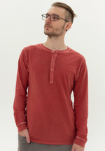 Лонгслив Bowery NYC однотонный Henley Slub DB Red
