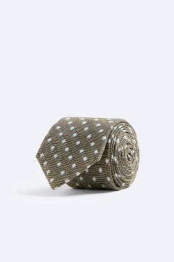 ZARA ГАЛСТУК JACQUARD С УЗОРОМ «РОМБЫ», ЗЕЛЕНЫЙ