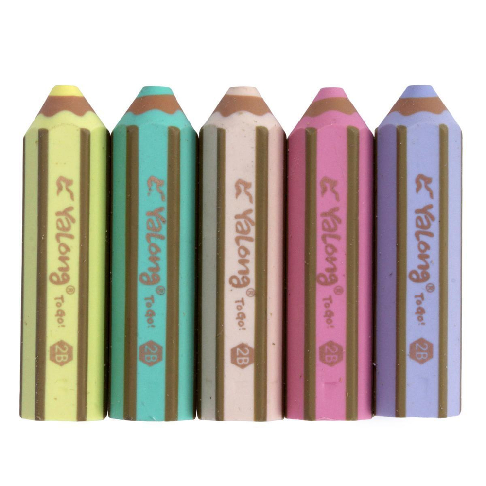 Ластик "Карандаш" 6,5*1,7см, пастель 7 цветов микс, шестигранный