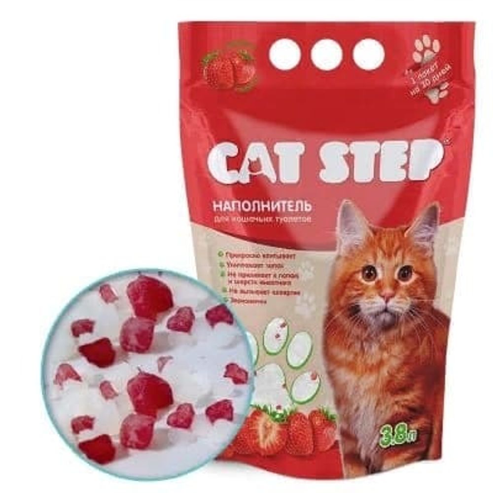 Cat Step 3.8л (1.8кг) силик. наполнитель клубника для кошек